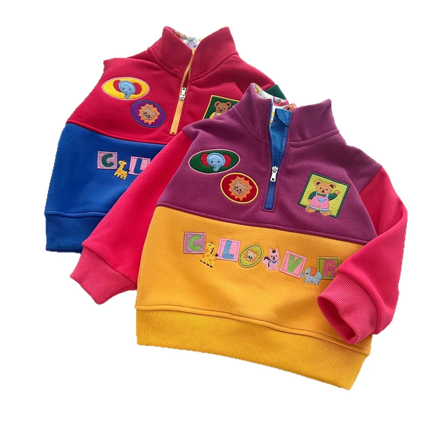 Trendy Kids Apparel Kids Clothing Boys' & Girls' Autumn Winter Little Bear Half Zipper Fleece Top