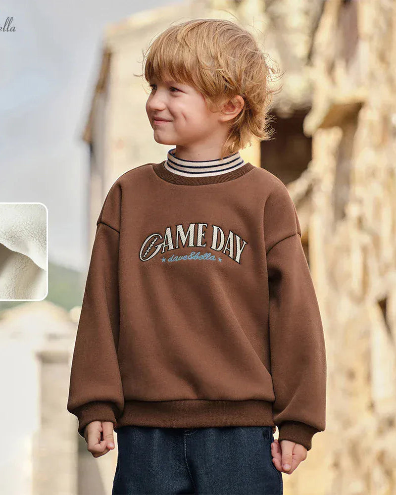 Trendy Kids Apparel Kids Clothing Boys Long Sleeve Fleece-lined Pullover