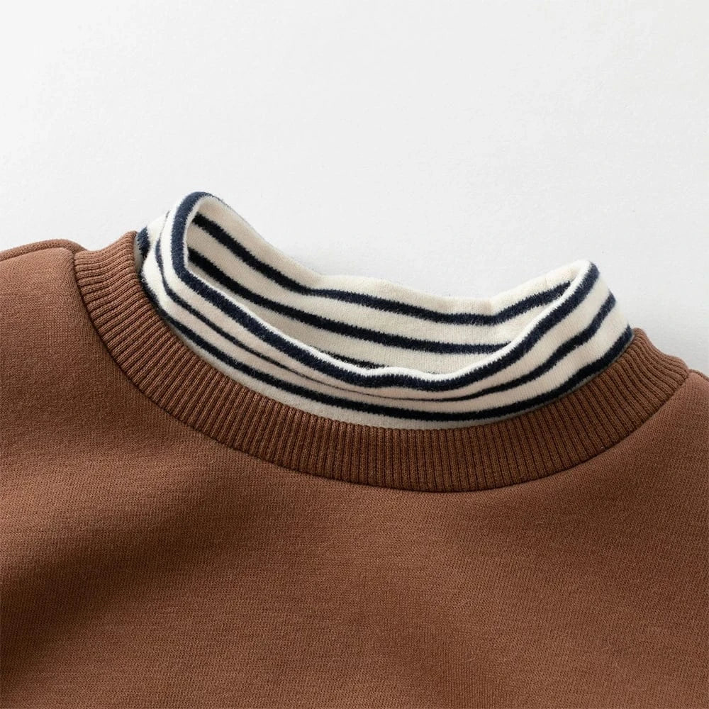 Trendy Kids Apparel Kids Clothing Boys Long Sleeve Fleece-lined Pullover