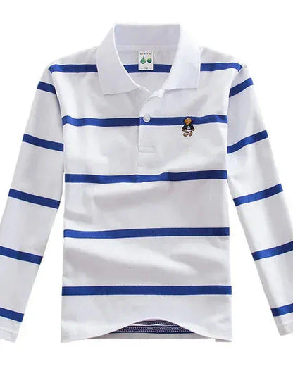 Trendy Kids Apparel Kids Clothing Boys' Long Sleeve Striped Cotton Polo Shirt