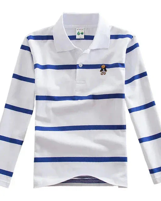Trendy Kids Apparel Kids Clothing Boys' Long Sleeve Striped Cotton Polo Shirt