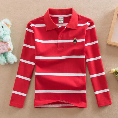 Trendy Kids Apparel Kids Clothing Boys' Long Sleeve Striped Cotton Polo Shirt