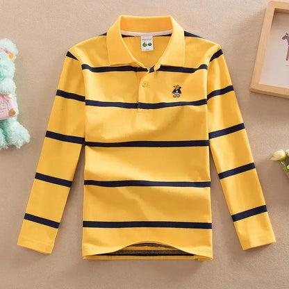 Trendy Kids Apparel Kids Clothing Boys' Long Sleeve Striped Cotton Polo Shirt