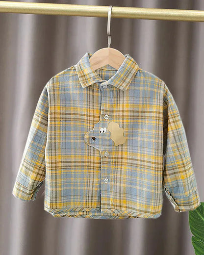 Trendy Kids Apparel Kids Clothing Boys' Loose Fit Plaid Cotton Long Sleeve Shirt