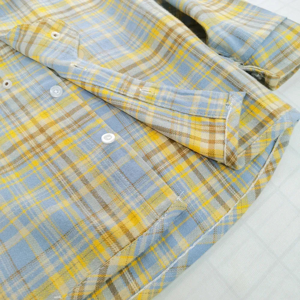 Trendy Kids Apparel Kids Clothing Boys' Loose Fit Plaid Cotton Long Sleeve Shirt