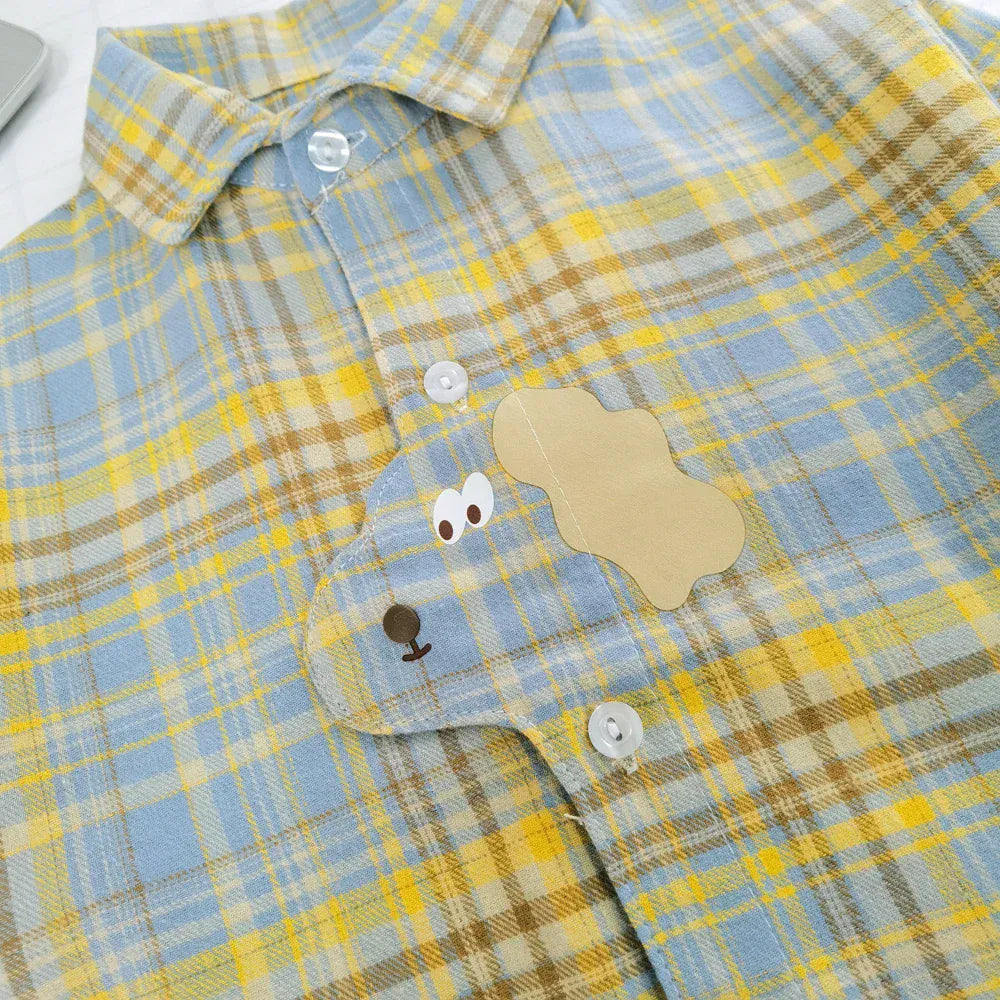 Trendy Kids Apparel Kids Clothing Boys' Loose Fit Plaid Cotton Long Sleeve Shirt