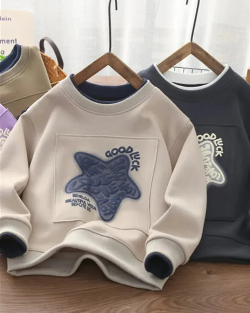 Trendy Kids Apparel Kids Clothing Boys' Loose-Fit Printed Sweatshirt | Autumn/Spring Casual Pullover