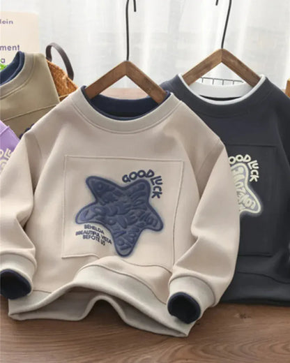 Trendy Kids Apparel Kids Clothing Boys' Loose-Fit Printed Sweatshirt | Autumn/Spring Casual Pullover