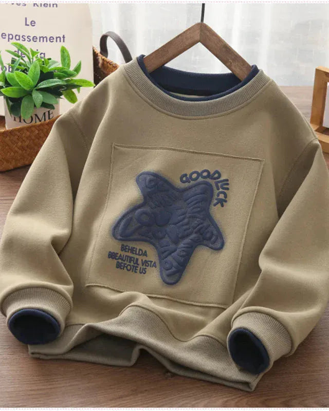 Trendy Kids Apparel Kids Clothing Boys' Loose-Fit Printed Sweatshirt | Autumn/Spring Casual Pullover