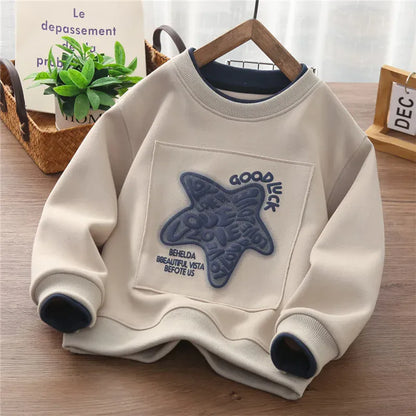 Trendy Kids Apparel Kids Clothing Boys' Loose-Fit Printed Sweatshirt | Autumn/Spring Casual Pullover
