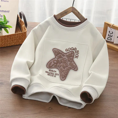 Trendy Kids Apparel Kids Clothing Boys' Loose-Fit Printed Sweatshirt | Autumn/Spring Casual Pullover