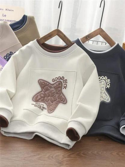 Trendy Kids Apparel Kids Clothing Boys' Loose-Fit Printed Sweatshirt | Autumn/Spring Casual Pullover