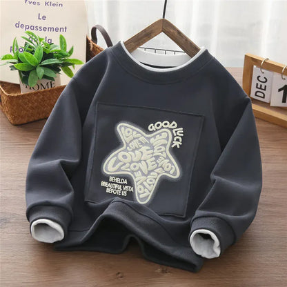 Trendy Kids Apparel Kids Clothing Boys' Loose-Fit Printed Sweatshirt | Autumn/Spring Casual Pullover