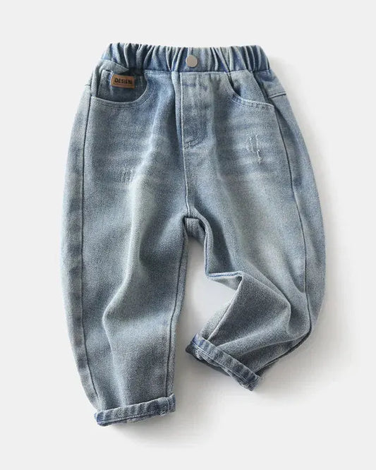 Trendy Kids Apparel Kids Clothing Boys' Loose Fit Wear-Resistant Denim Jeans
