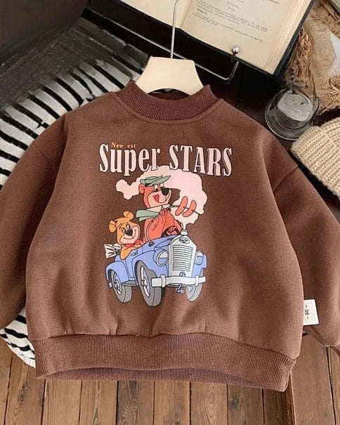 Trendy Kids Apparel Kids Clothing Boys' New 2025 Winter Fleece & Velvet Thick Sweatshirt