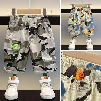 Trendy Kids Apparel Kids Clothing Boys' New 2026 Summer Casual Camouflage Capris Pants