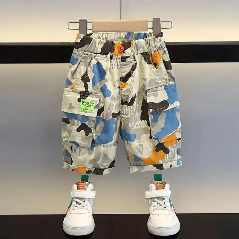 Trendy Kids Apparel Kids Clothing Boys' New 2026 Summer Casual Camouflage Capris Pants