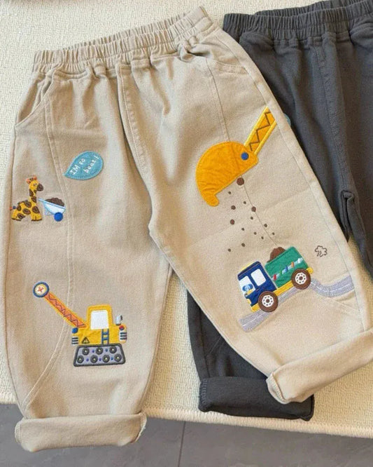 Trendy Kids Apparel Kids Clothing Boys' New Cotton Cartoon Patch Casual Pants