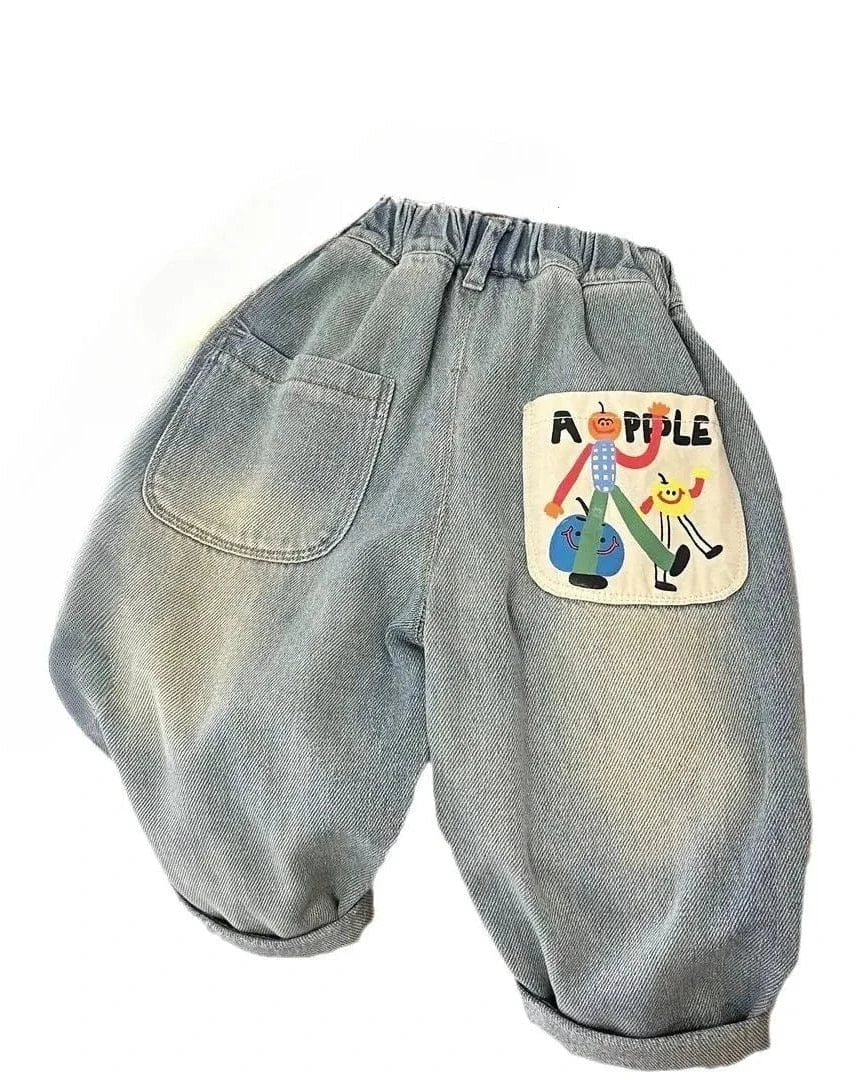 Trendy Kids Apparel Kids Clothing Boys' New Fashionable Loose Fit Straight Leg Denim Jeans