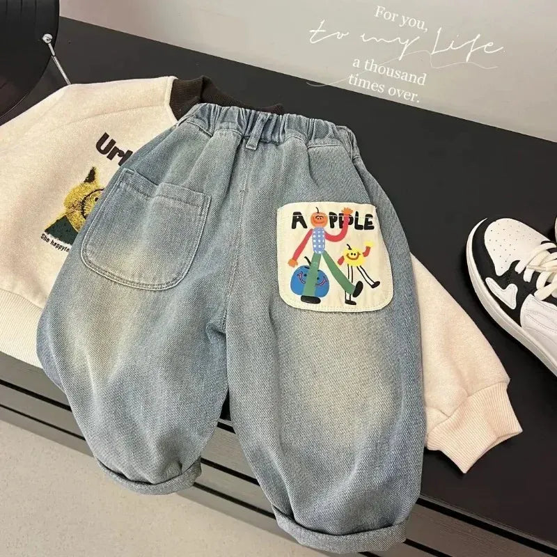 Trendy Kids Apparel Kids Clothing Boys' New Fashionable Loose Fit Straight Leg Denim Jeans