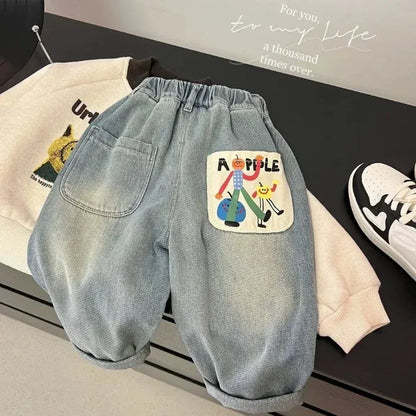 Trendy Kids Apparel Kids Clothing Boys' New Fashionable Loose Fit Straight Leg Denim Jeans