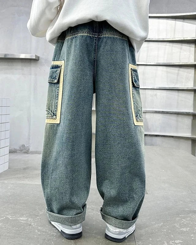 Trendy Kids Apparel Kids Clothing Boys' Straight Wide-Leg Work Pants Jeans