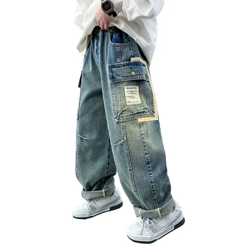 Trendy Kids Apparel Kids Clothing Boys' Straight Wide-Leg Work Pants Jeans