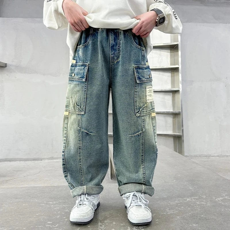 Trendy Kids Apparel Kids Clothing Boys' Straight Wide-Leg Work Pants Jeans