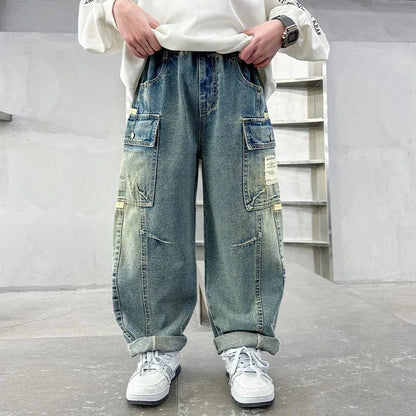 Trendy Kids Apparel Kids Clothing Boys' Straight Wide-Leg Work Pants Jeans