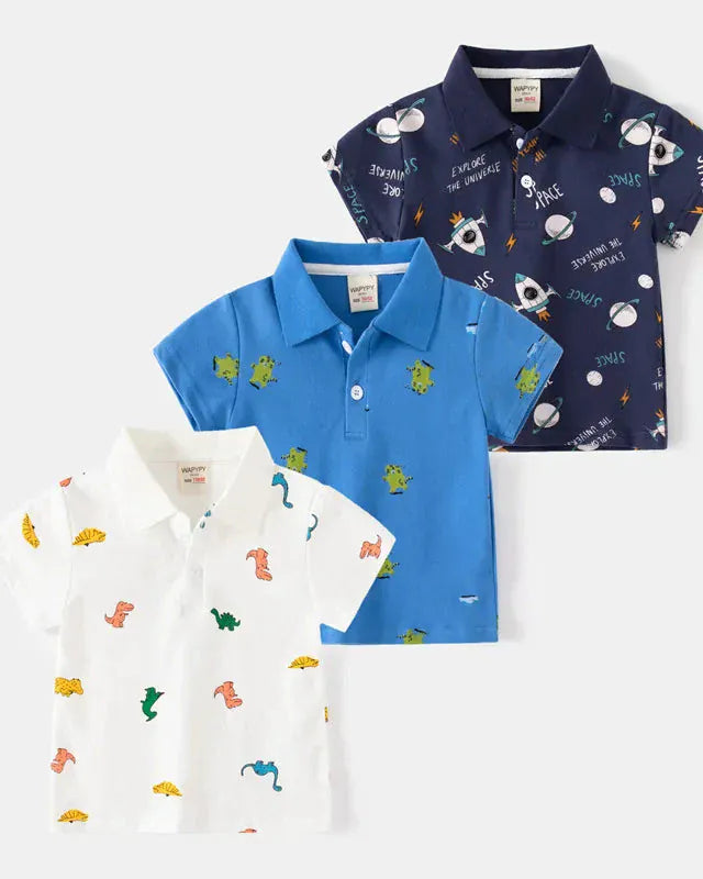 Trendy Kids Apparel Kids Clothing Boys' Summer Cotton Polo Shirt with Stand Collar