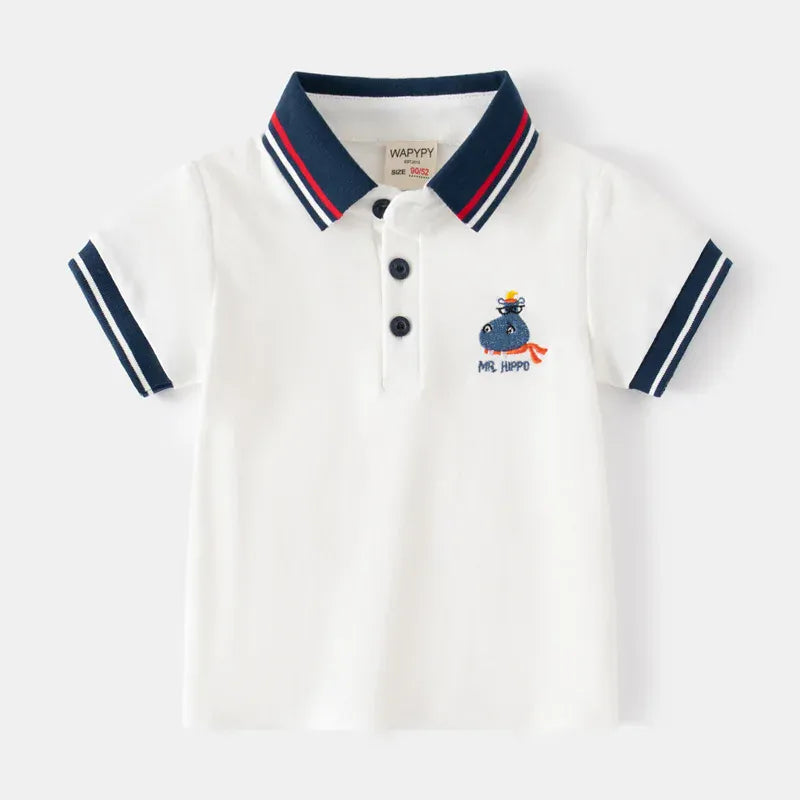 Trendy Kids Apparel Kids Clothing Boys' Summer Cotton Polo Shirt with Stand Collar