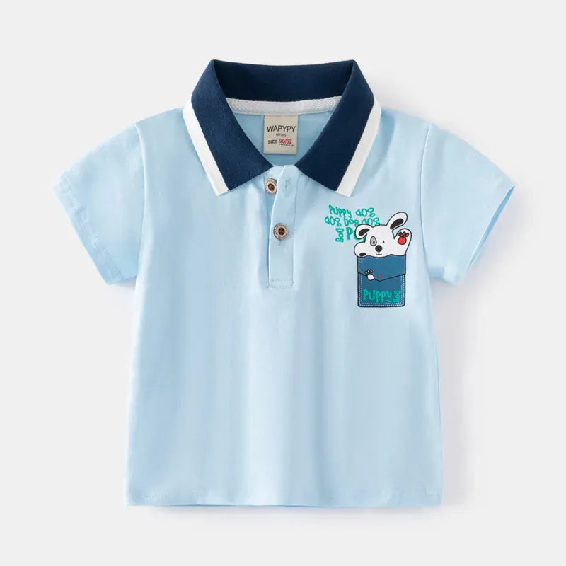 Trendy Kids Apparel Kids Clothing Boys' Summer Cotton Polo Shirt with Stand Collar