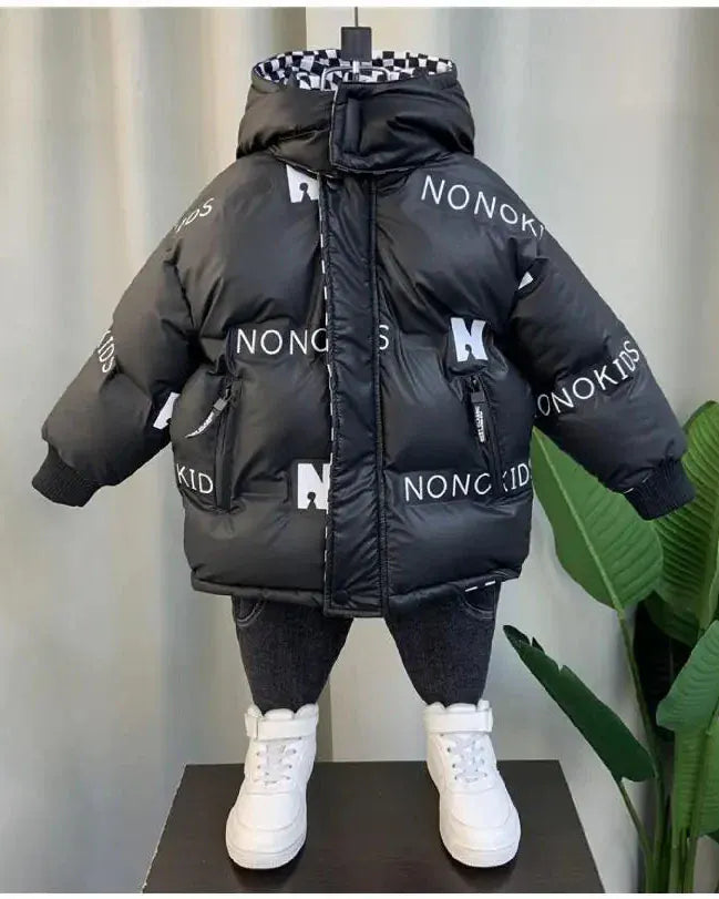 Trendy Kids Apparel Kids Clothing Boys' Thickened Hooded Winter Parka