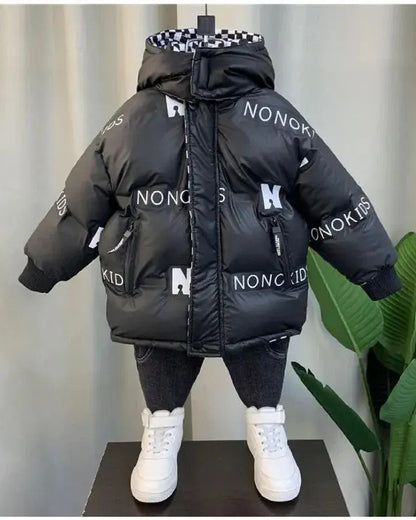 Trendy Kids Apparel Kids Clothing Boys' Thickened Hooded Winter Parka