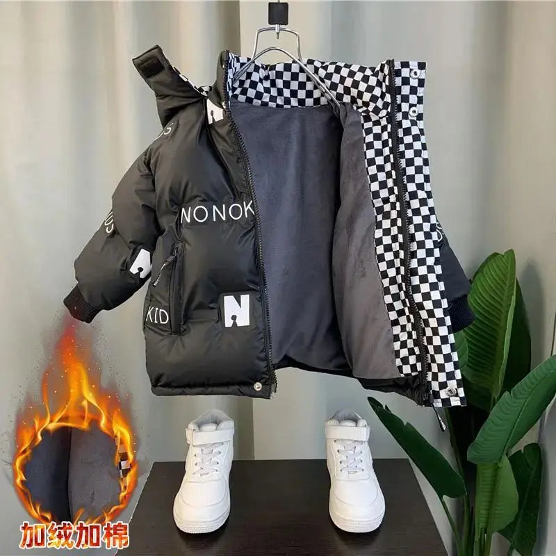 Trendy Kids Apparel Kids Clothing Boys' Thickened Hooded Winter Parka