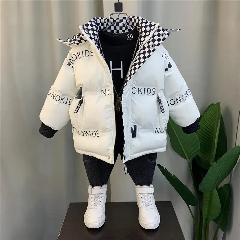 Trendy Kids Apparel Kids Clothing Boys' Thickened Hooded Winter Parka