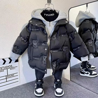 Trendy Kids Apparel Kids Clothing Boys' Thickened Hooded Winter Parka