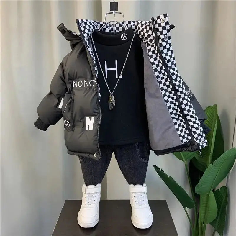 Trendy Kids Apparel Kids Clothing Boys' Thickened Hooded Winter Parka