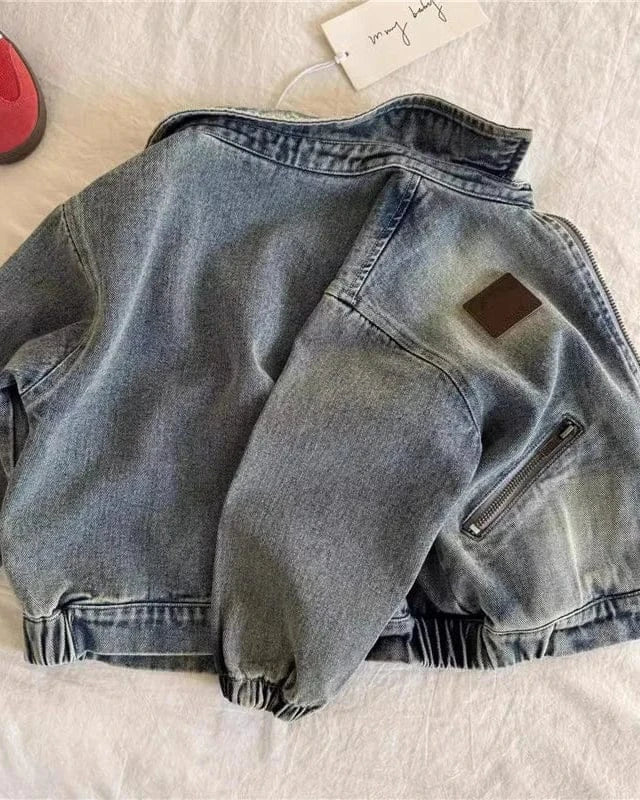 Trendy Kids Apparel Kids Clothing Boys' Zipper Denim Jacket | Loose Fit Retro Style