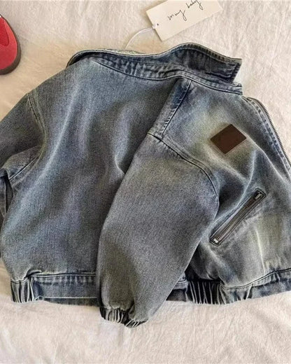Trendy Kids Apparel Kids Clothing Boys' Zipper Denim Jacket | Loose Fit Retro Style