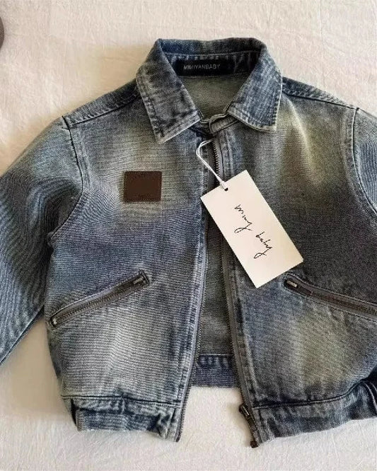 Trendy Kids Apparel Kids Clothing Boys' Zipper Denim Jacket | Loose Fit Retro Style