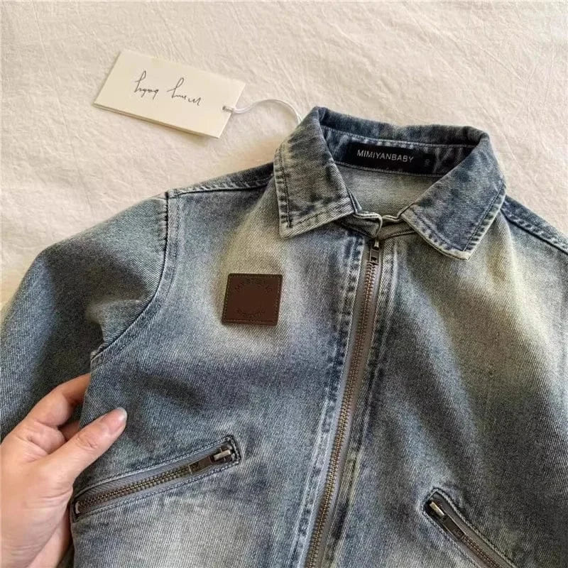 Trendy Kids Apparel Kids Clothing Boys' Zipper Denim Jacket | Loose Fit Retro Style