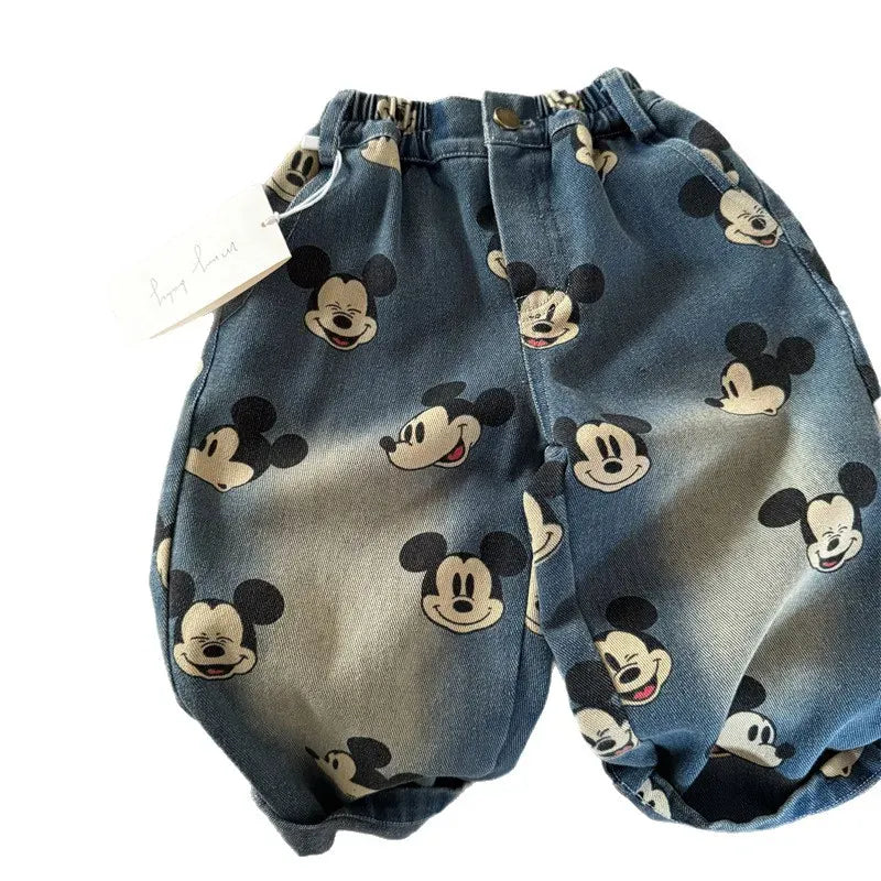 Trendy Kids Apparel Kids Clothing Cartoon Print Denim Pants