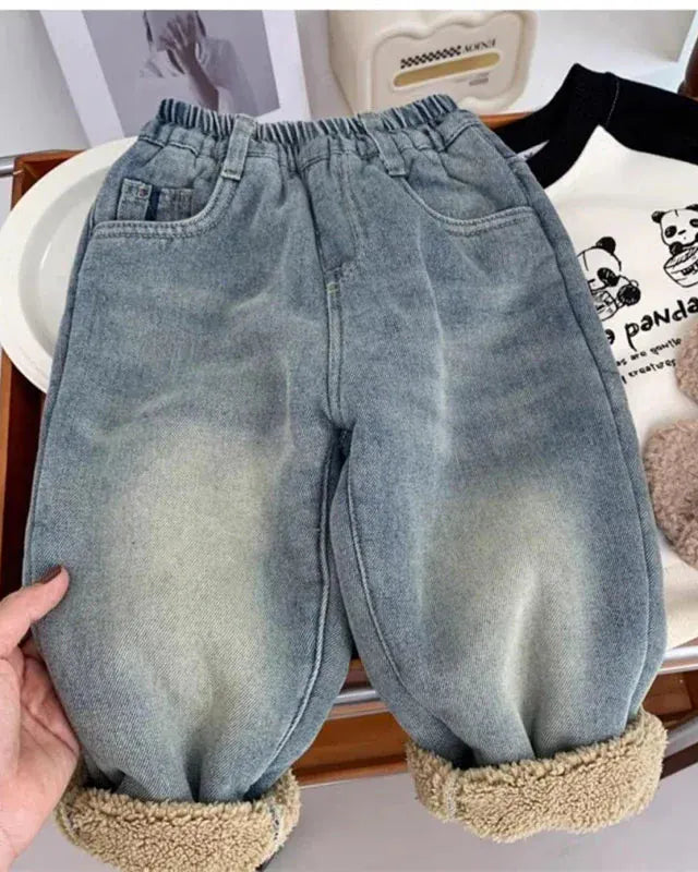 Trendy Kids Apparel Kids Clothing Children's Fleece-lined Jeans