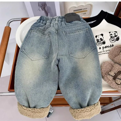 Trendy Kids Apparel Kids Clothing Children's Fleece-lined Jeans