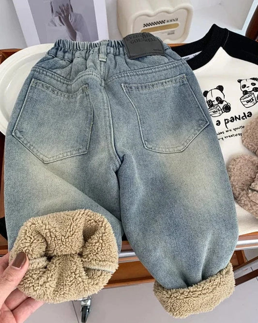 Trendy Kids Apparel Kids Clothing Children's Fleece-lined Jeans