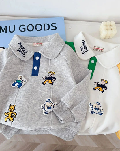 Trendy Kids Apparel Kids Clothing Children's Sporty Long Sleeve Polo Pullover