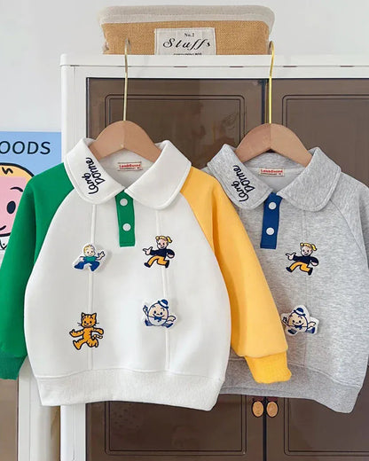 Trendy Kids Apparel Kids Clothing Children's Sporty Long Sleeve Polo Pullover