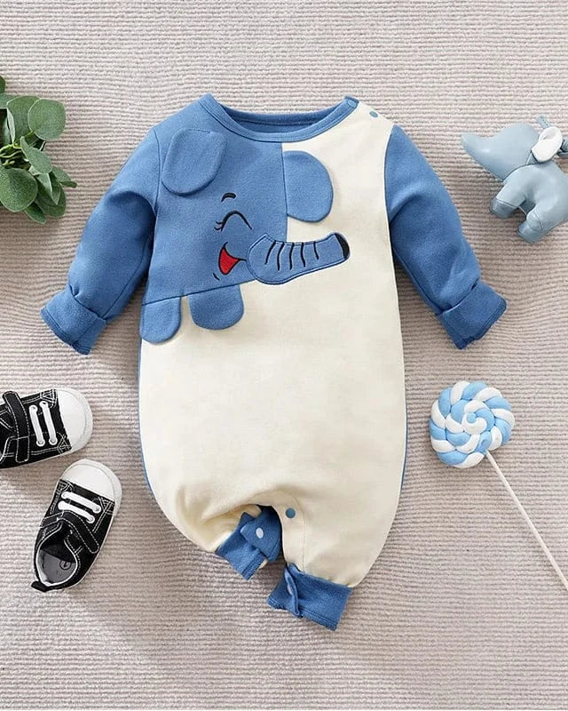 Trendy Kids Apparel Kids Clothing Elephant Printed Baby Jumpsuit