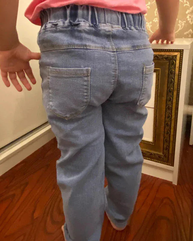 Trendy Kids Apparel Kids Clothing Girl Jeans Floral Cartoon Long Pants